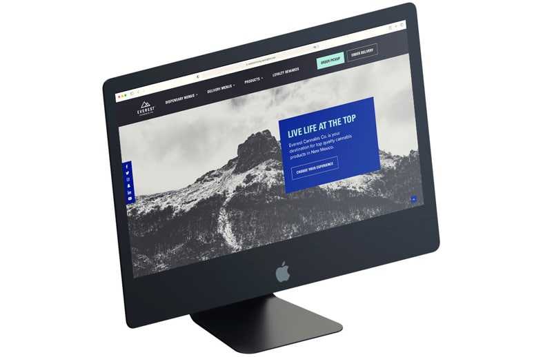 Mockup of Everst Cannabis Co. Website on an apple computer screen