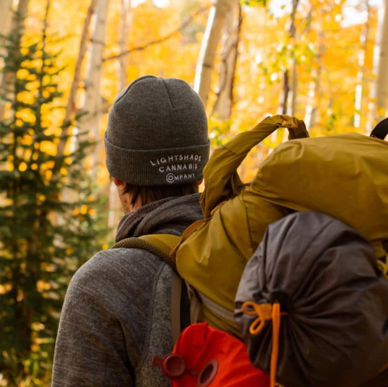Lightshade Cannabis Company Beanie in Fall Lifestyle shot